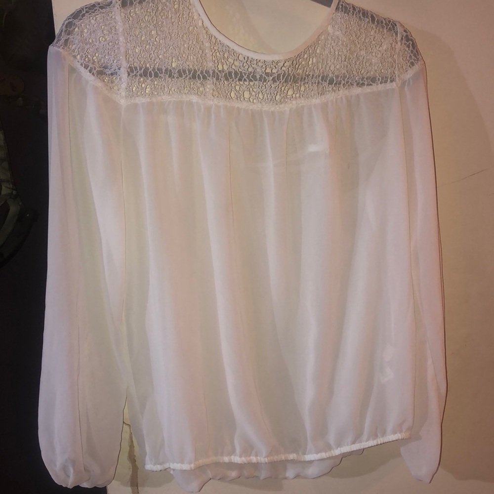 Womens medium White see through cover blouse.